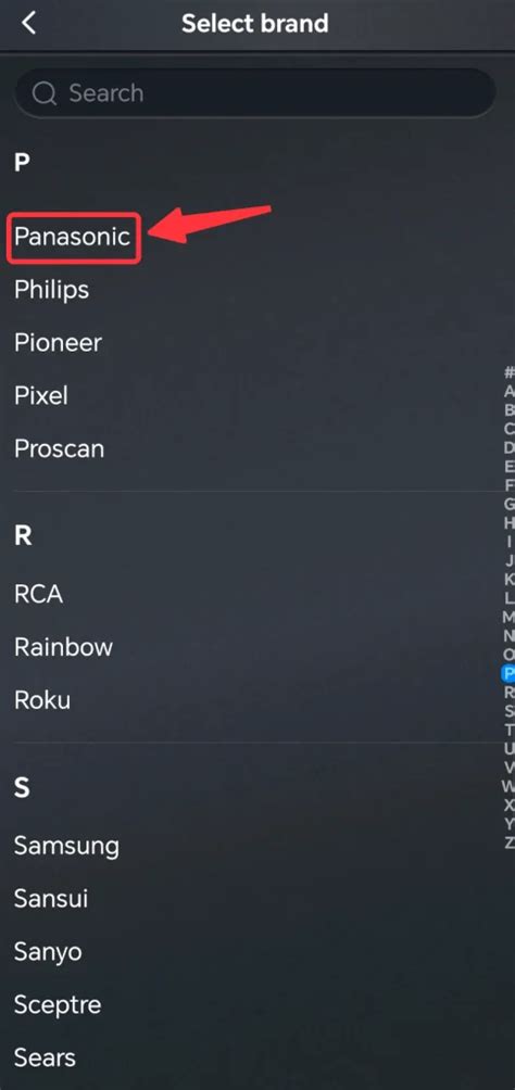 brand code for panasonic tv.